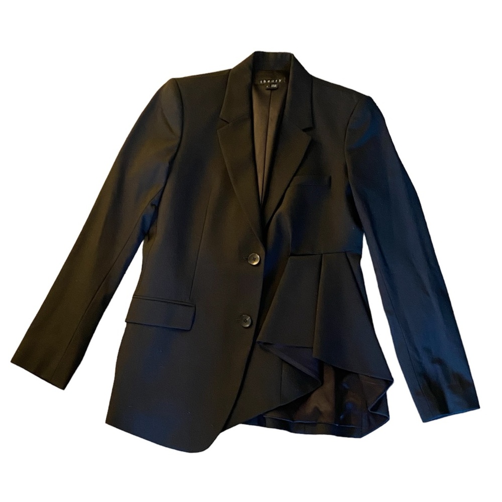Theory women’s blazer with side ruffle detail